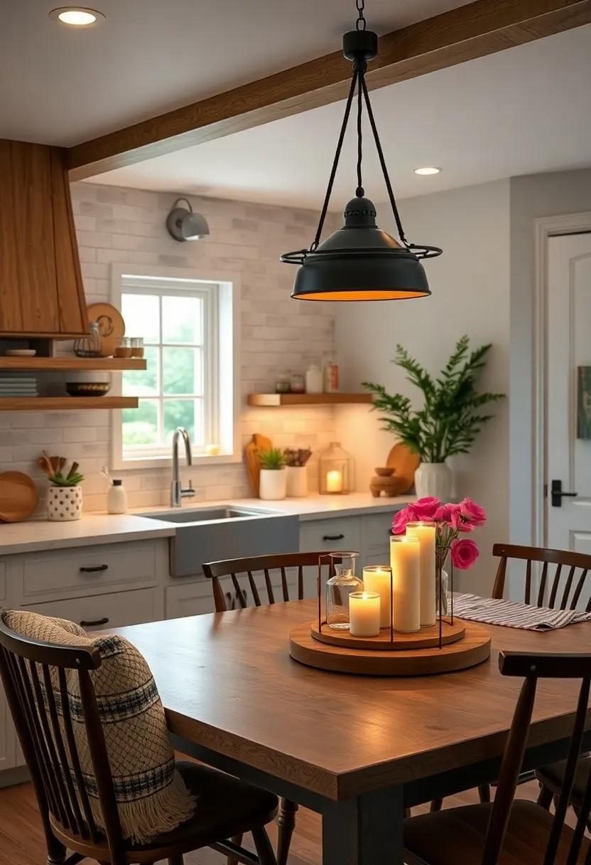 Candlelit Ambiance: Add candles or lanterns to your countertop or table to create a soft, inviting glow during evening hours