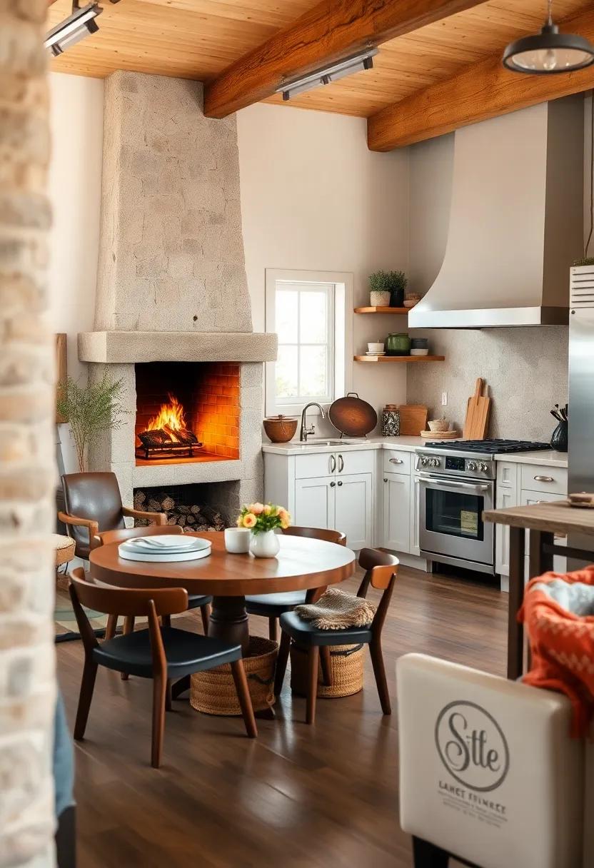 Cozy Fireplace: If space allows, consider a small wood-burning stove or fireplace, perfect for warming both the space and your heart