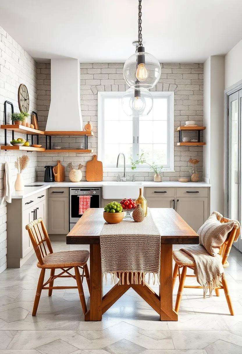 Cozy Textiles: Layer soft, inviting textiles such as a woven table runner and plush dish towels for comfort and style