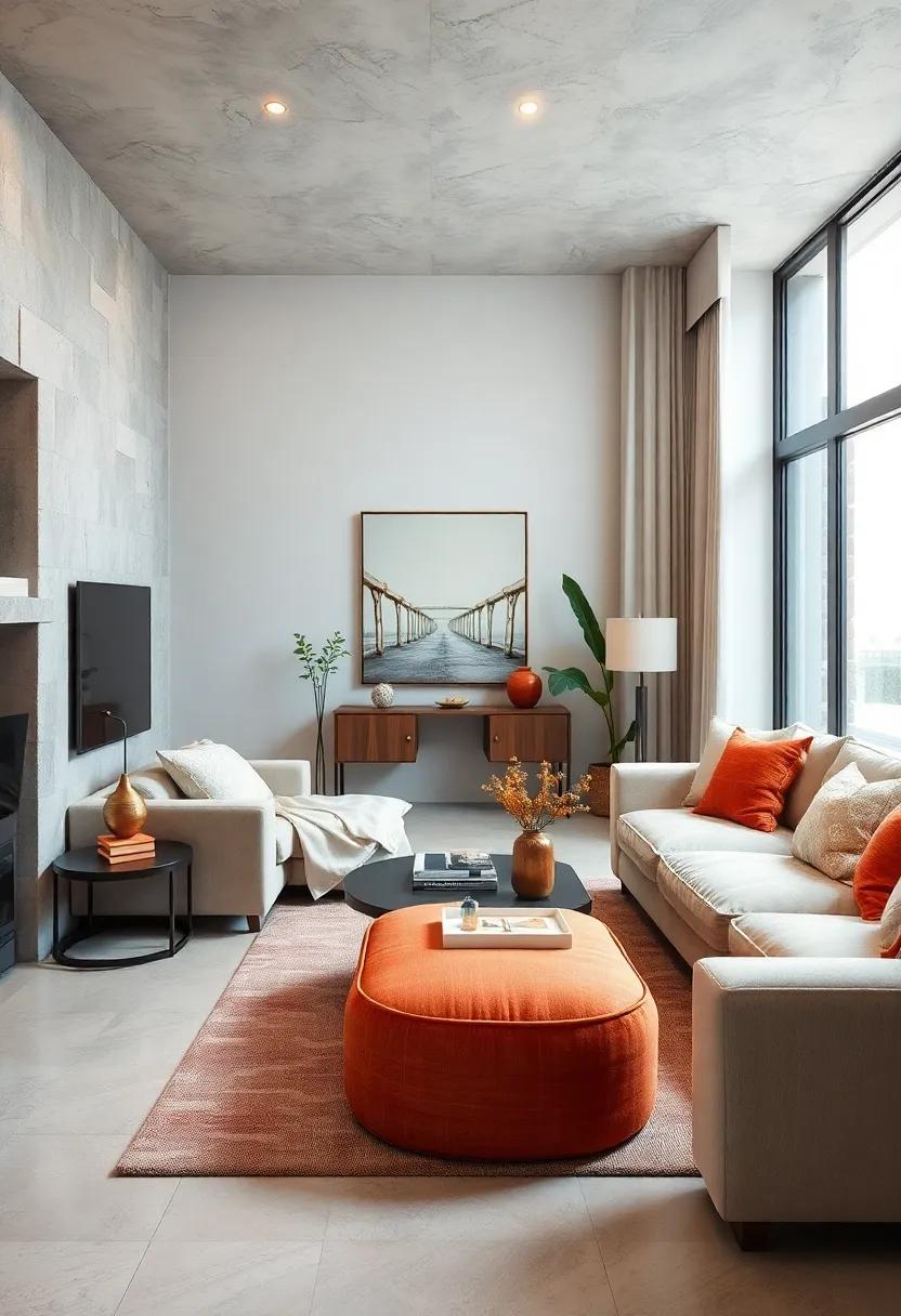 Use Ottomans as Tables: Versatile ottomans can function as coffee tables, footrests, or extra seating when guests arrive