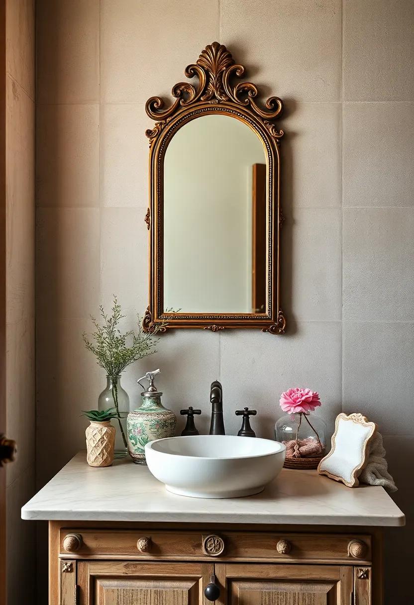 Antique⁤ Framed Vanity Mirrors:​ Cap off your vintage aesthetic with small, ornate vanity mirrors that invite you ‌to indulge in moments of self-care​ while enhancing the charm of ‌your space