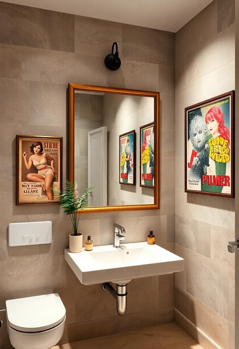 Framed Vintage Poster Mirrors: Turn your ⁤bathroom into an⁤ art gallery with mirrors framed using vintage posters or prints, ⁢blending artistry⁤ and functionality