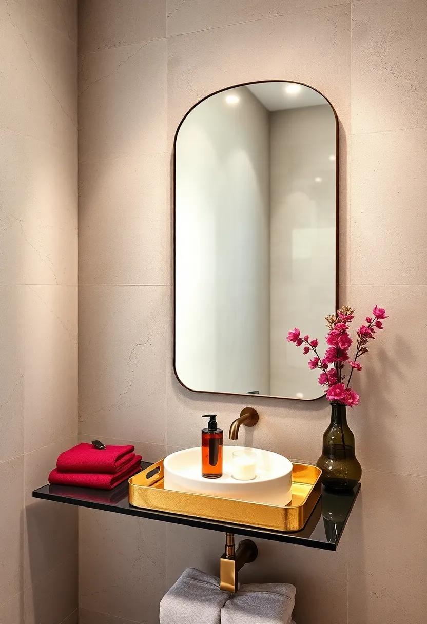 Mirrored Tray ‌Displays: Opt for mirrors that double as trays, allowing you to artfully arrange perfumes or candles for‌ a stylish organizational solution