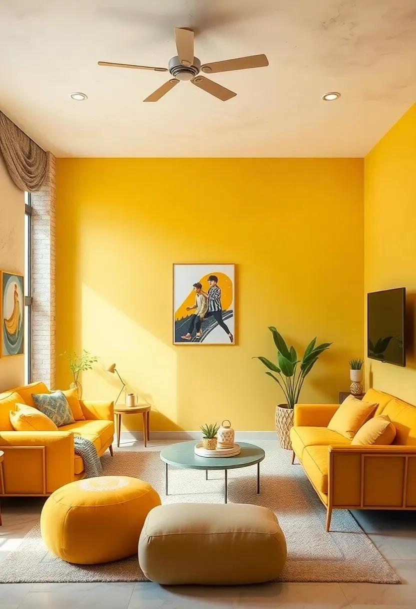 Sunshine Walls: Paint the walls in a soft, cheerful yellow for a bright and inviting backdrop that stimulates creativity and joy