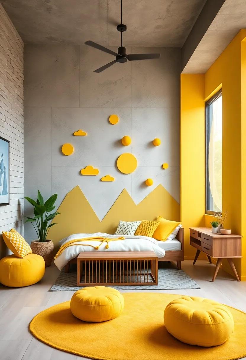 Yellow Themed Wall Decals: Use removable wall decals to create fun scenes or shapes in yellow that can be easily changed as the child grows
