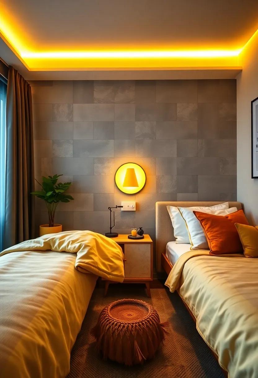 Yellow-themed Nightlight: Use a cheerful yellow nightlight to provide warmth and security during nighttime, adding to the room's cozy atmosphere