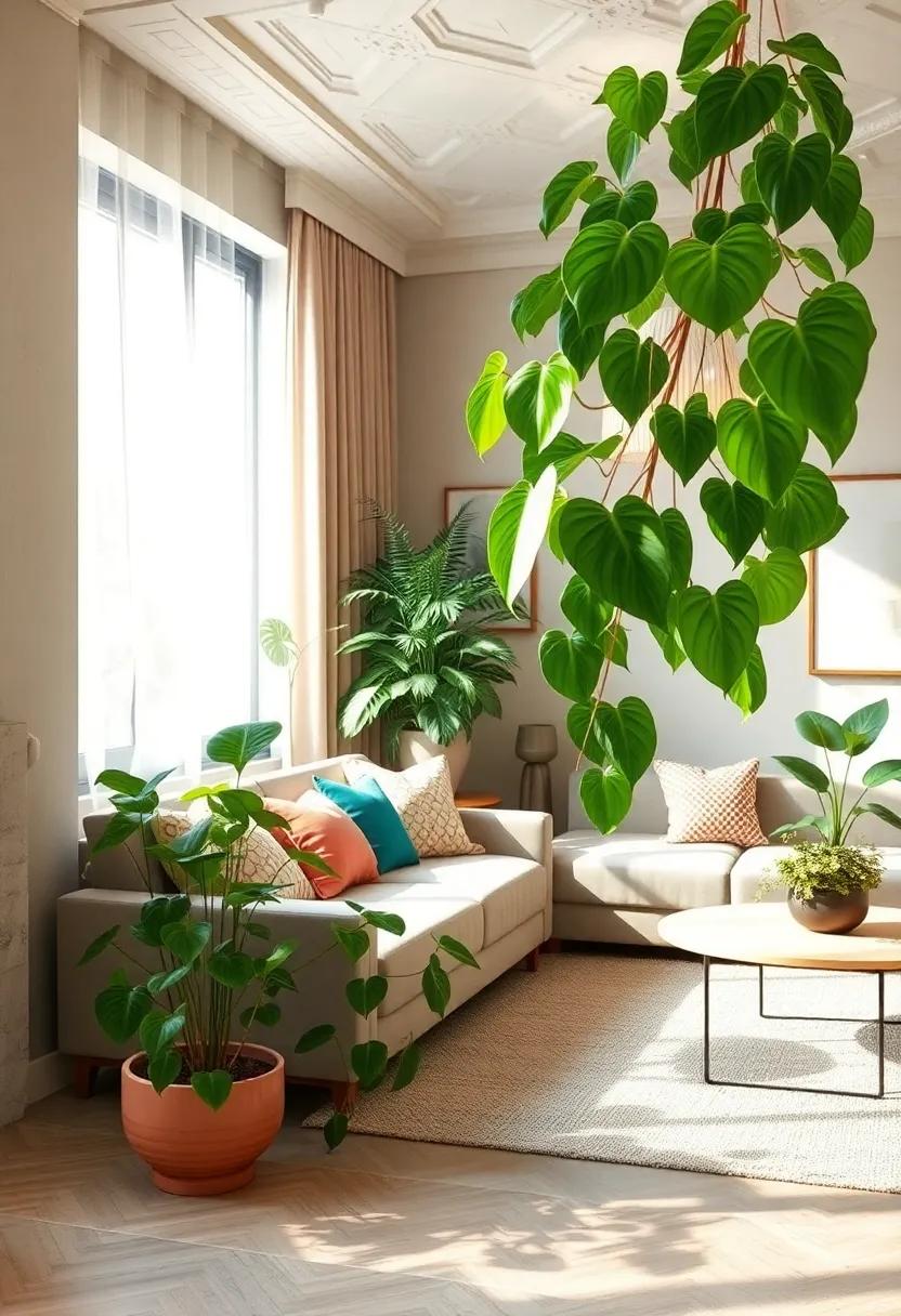 Heartleaf Philodendron: This ​heart-shaped beauty ‌trails ‌gracefully and is renowned ‍for ‍its air-purifying benefits,making it ⁤a lovely decor choice