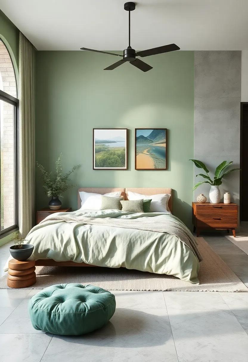 Soft sage Green: A gentle touch of nature that promotes relaxation and tranquility in your sleep space