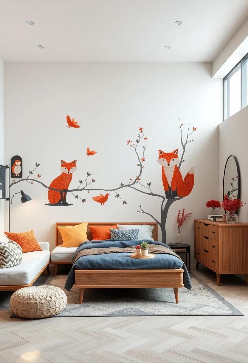 Whimsical​ Animals: Playful animal wall decals, such as foxes ‌or owls,​ create a charming and unique‌ atmosphere, perfect for rekindling your‍ inner child