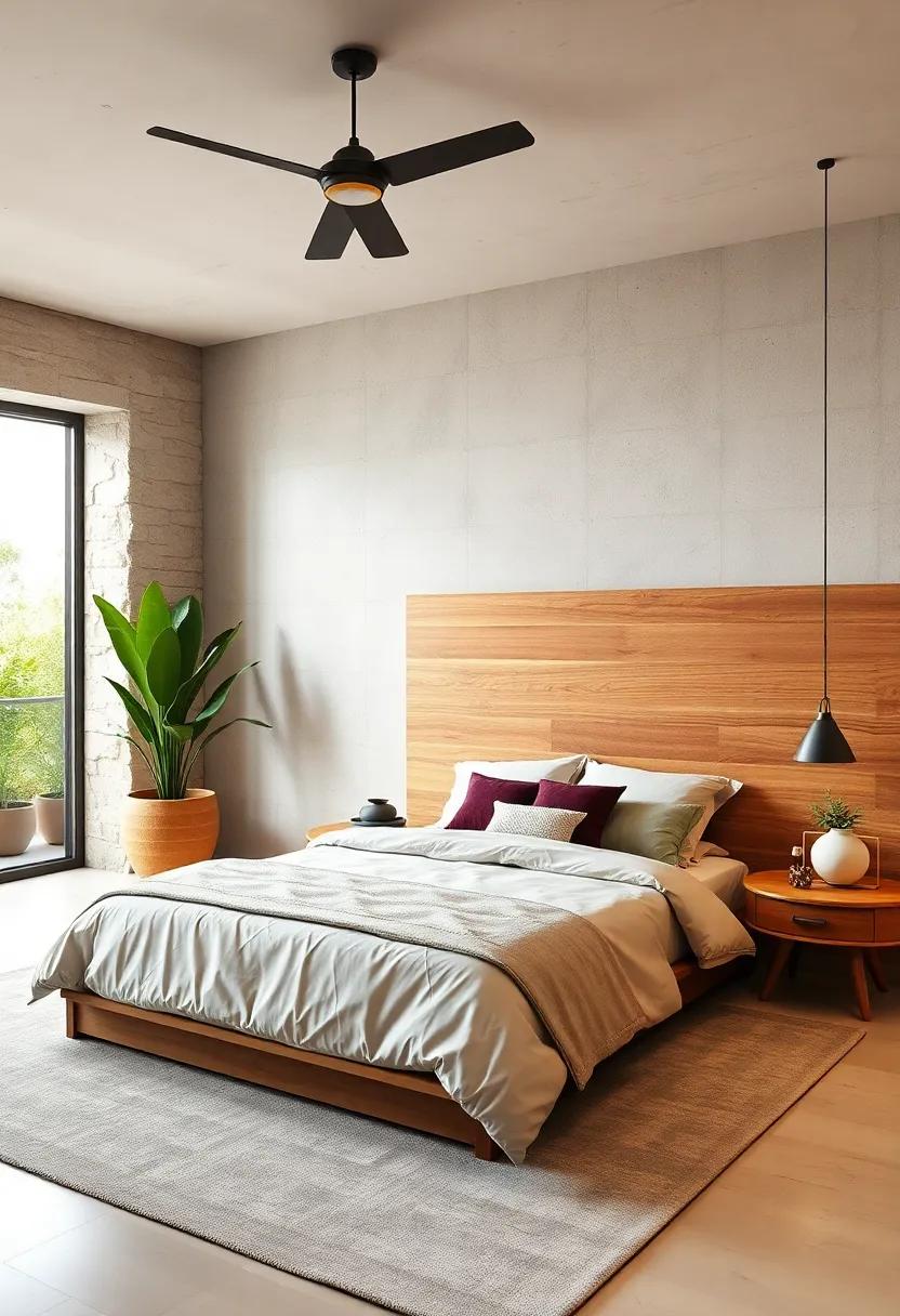 A serene sanctuary​ with a wooden accent wall that doubles as a headboard, providing a‍ comforting backdrop for restful⁣ nights