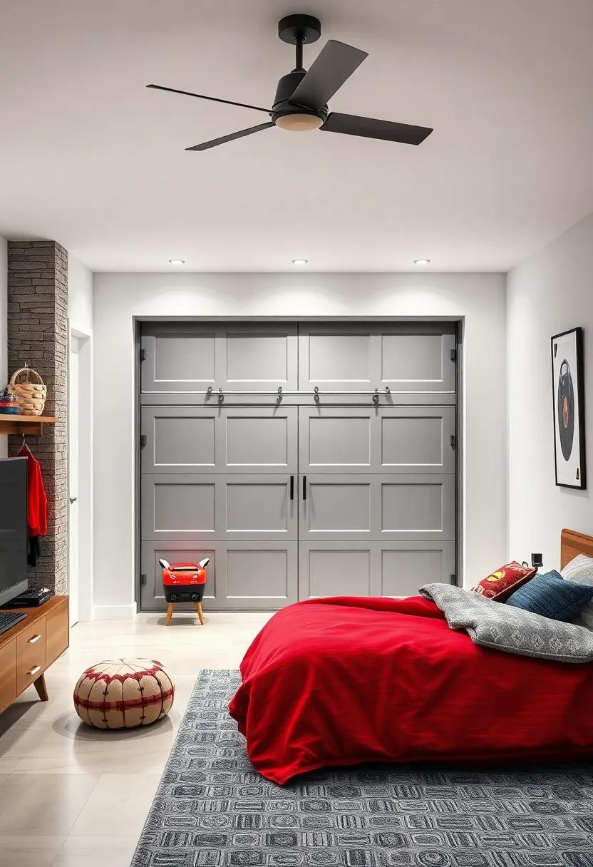 garage Door Closet: Mimic a garage door by transforming a closet‍ door​ to blend seamlessly with the car ‌theme