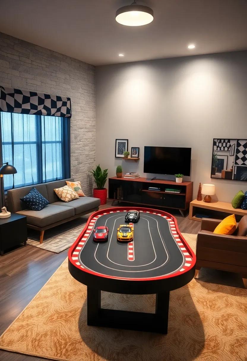 Scale ​Model Racing ⁢Track: ⁣Set⁢ up ⁢a miniature racing track​ on a table ​for hands-on fun and ⁤competition with friends