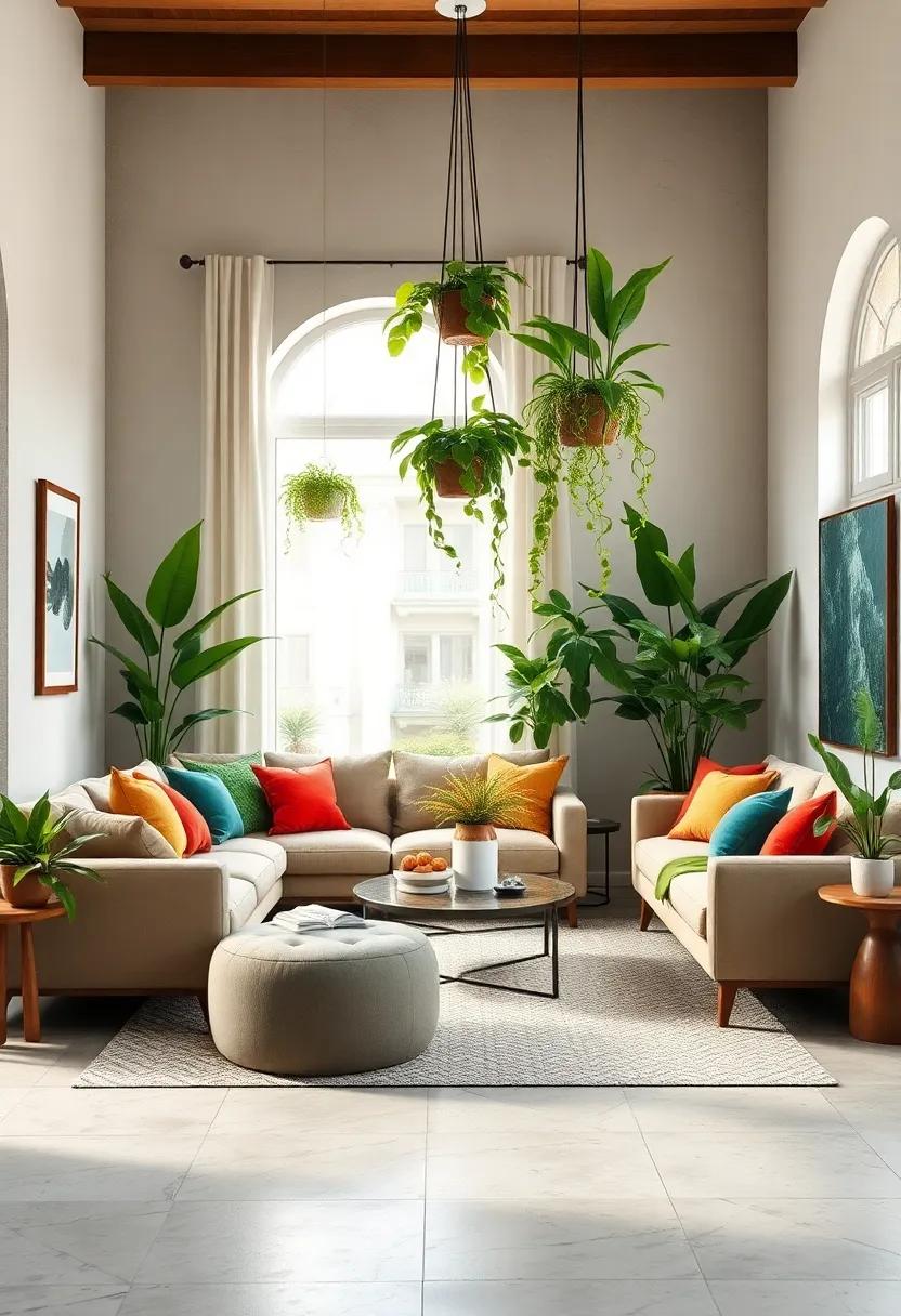 Hang‌ Plants: Incorporate hanging planters filled with trailing vines ​like ‌pothos or string of hearts to draw ‌the eye upward and add dimension