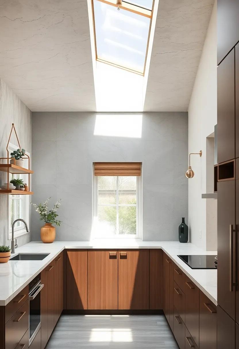 incorporate a Skylight: If possible, install a skylight to maximize natural light during the day and create an airy atmosphere in your galley kitchen
