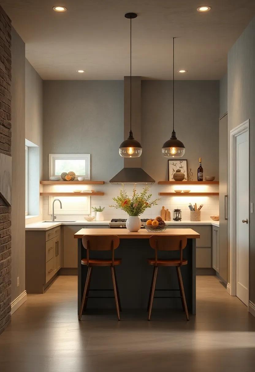 Install Pendant Lights: Hang stylish pendant lights over a breakfast bar or kitchen island to create a focal point and provide task lighting