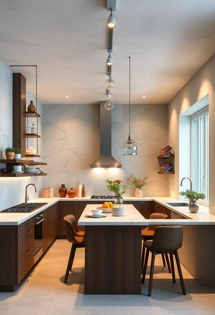 Install Track Lighting: Use track lighting to adjust the direction of light according to different tasks or to highlight specific areas of your kitchen