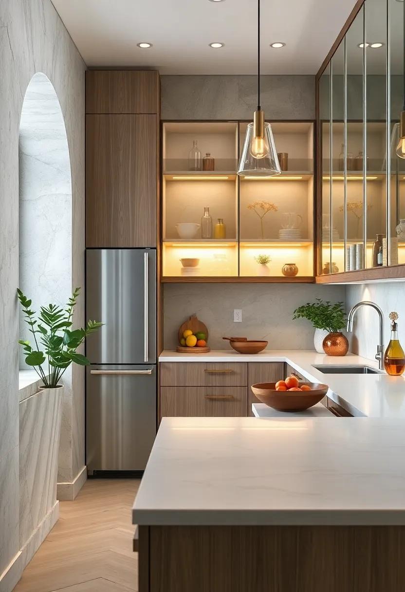 Opt for Glass Cabinets: Use glass-fronted cabinets to allow the light to pass through and amplify brightness in your galley kitchen