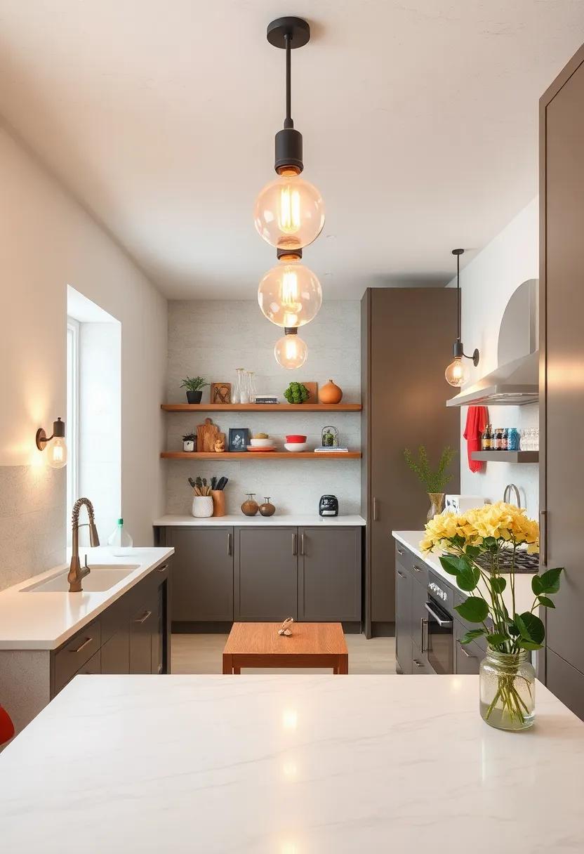 Opt for Vintage Edison Bulbs: use vintage-style bulbs in exposed fixtures for a warm, nostalgic glow that adds character to your kitchen