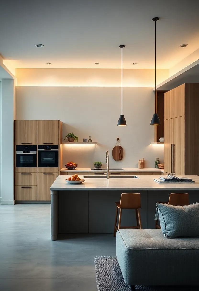 Choose a streamlined kitchen island that blends seamlessly into the space, ⁤serving as both a prep area and a‍ social hub