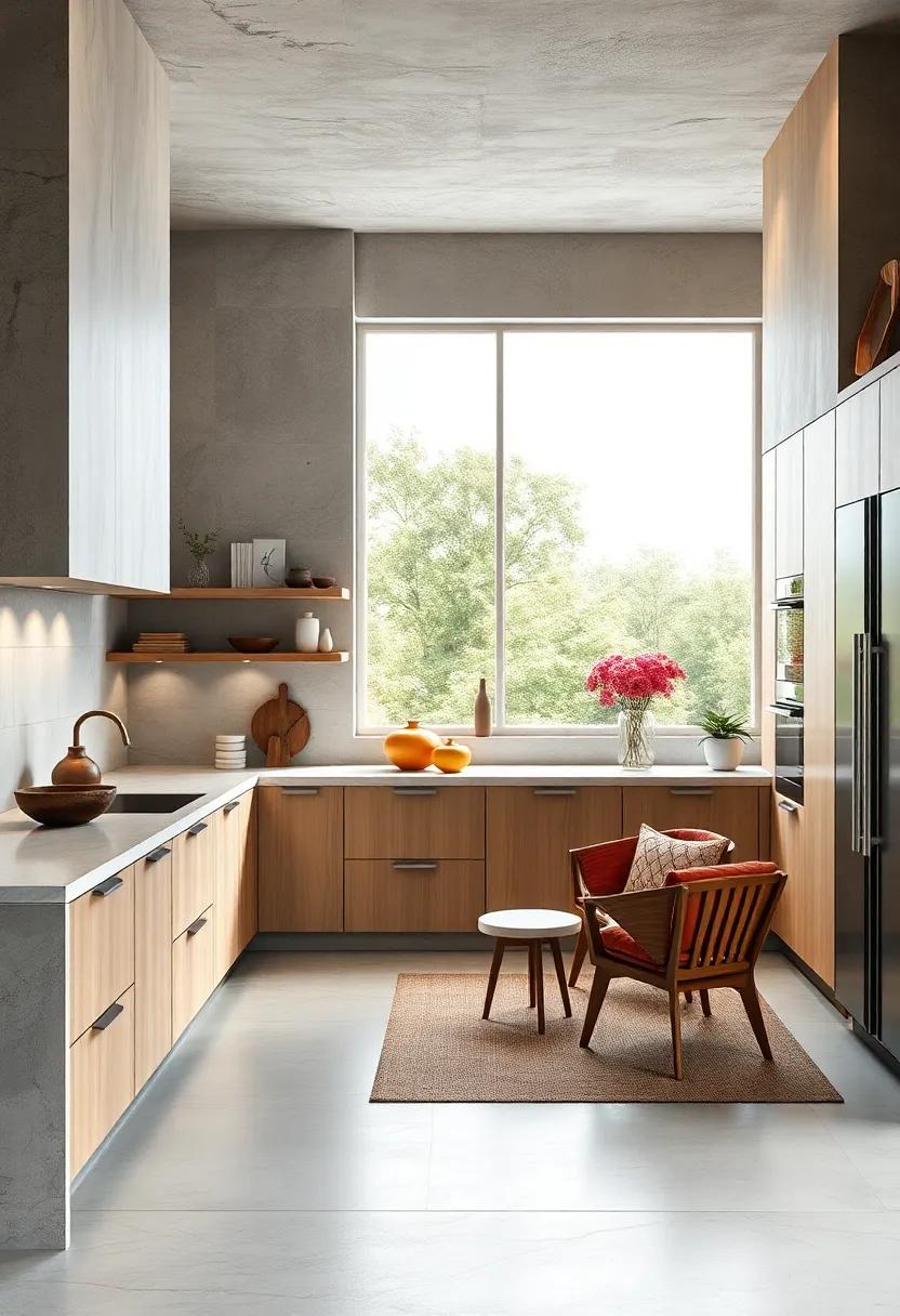 Create visual continuity with matching cabinetry tones and seamless transitions between ​kitchen zones