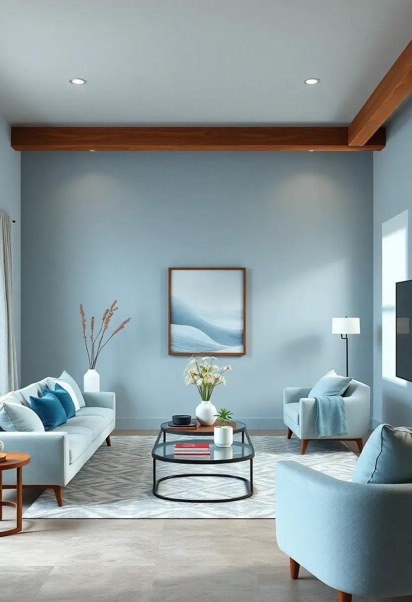 Pale Ocean‌ Wave: Mimicking the gentle waves of the sea, this light blue adds movement and energy to your living ‍room decor