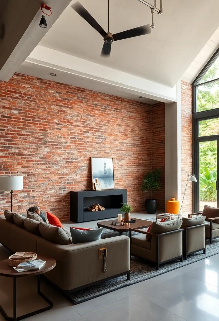 Indoor-outdoor Flow: Expansive brick walls can bridge the gap between indoor and outdoor ‌spaces, especially if paired with large glass doors that invite nature‌ inside