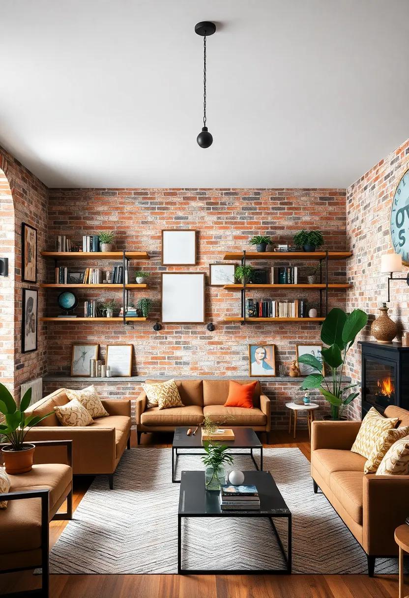 Open Shelving: Install open shelves made of‍ reclaimed wood or metal against your brick walls to showcase books,plants,and decorative items,emphasizing a curated feel