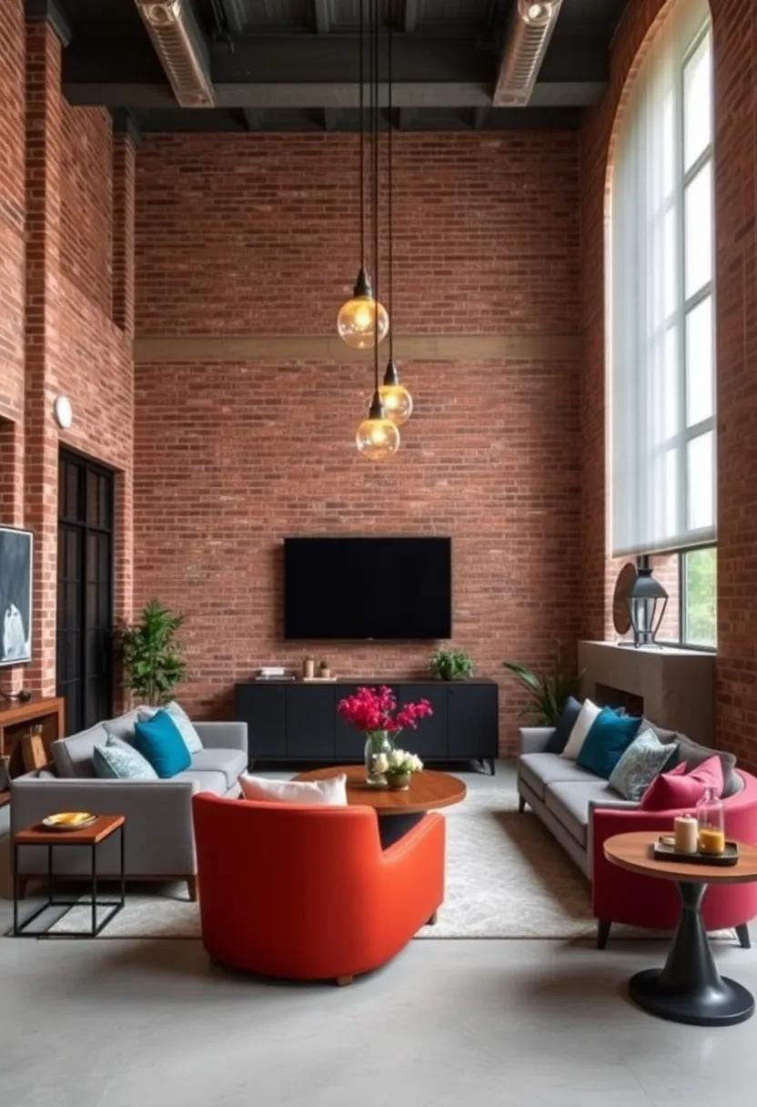 soft Lighting Fixtures: Incorporate soft, ambient lighting through fixtures like pendant lights, strategically placed to highlight the details of your brick walls