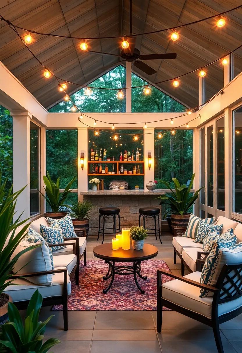 Family-Friendly⁢ Fun: ‍Designed‍ with families in mind,this screened porch bar features playful decor and family-sized‌ seating,illuminated by festive string lights that spark joy‌ for ‍all ‍ages