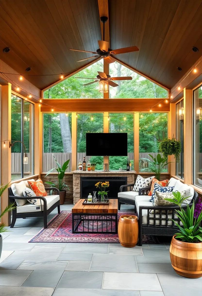 Craft Beer Haven: Celebrate local brews in this craft beer-themed screened porch⁤ bar, ⁣creatively designed‍ with string lights that highlight the rustic charm ​while inviting friends over to share a ‌pint