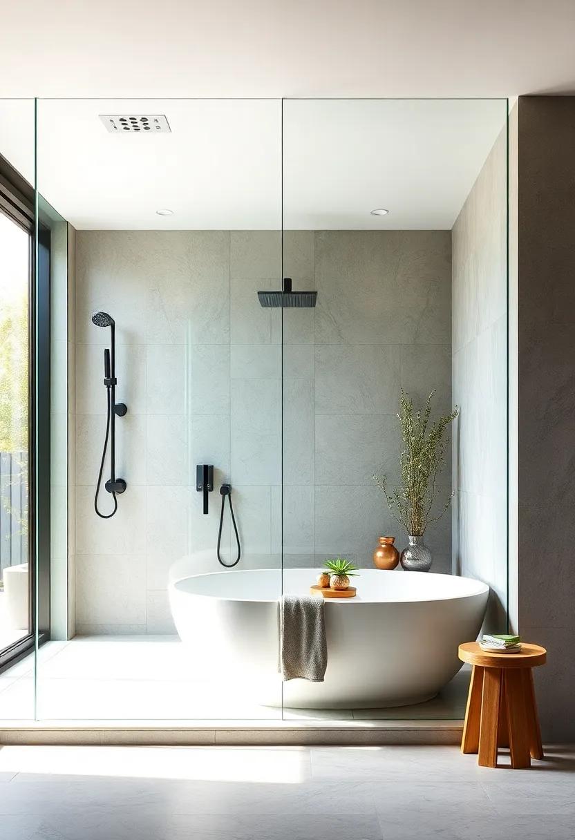 Multi-Functional Shower: Discover innovative designs featuring frameless glass ⁢walls that incorporate both a shower and​ a bathtub, ⁢maximizing functionality and style