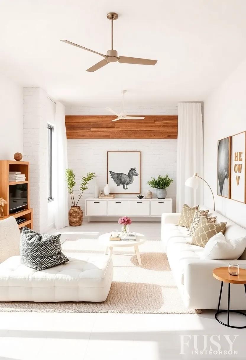 Add Layers with White & Wood: Integrate natural wood accents for a warm contrast to the white,creating an inviting and stylish retreat