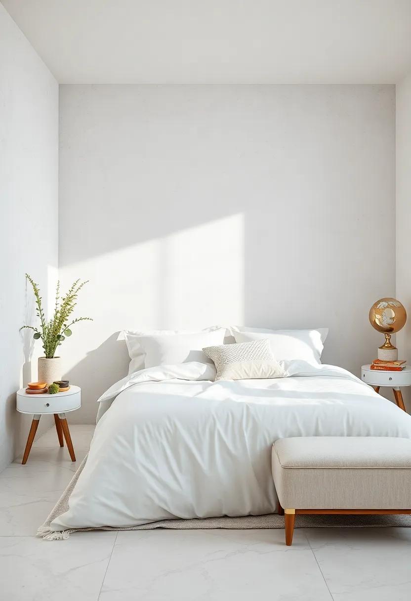 Beddings that Shine: Pick luxurious white bedding with subtle textures or patterns to elevate the look of the sleeping area