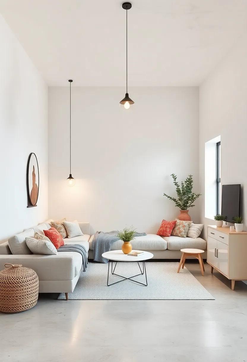 Brighten with Lighting: Use modern pendant lights or fairy lights to create a cozy atmosphere and highlight the minimalist design