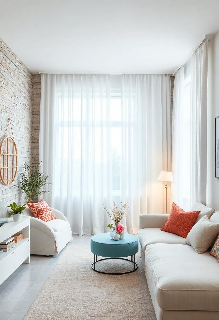 chic Curtains: Opt for sheer white curtains to allow light to filter in while adding an elegant touch to the windows