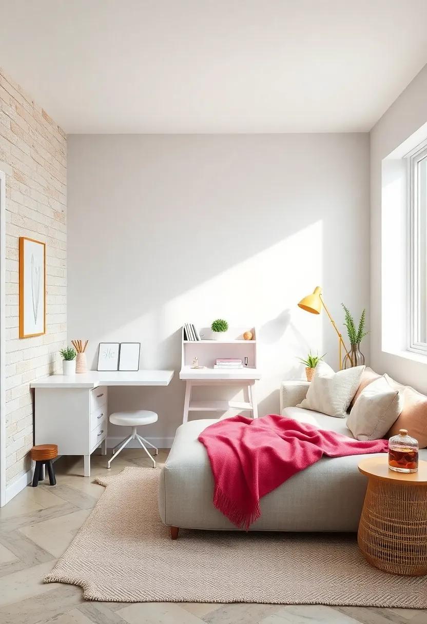 Convert a Corner: Designate a corner for creativity or hobbies by adding a white easel or crafting station that complements the retreat vibe