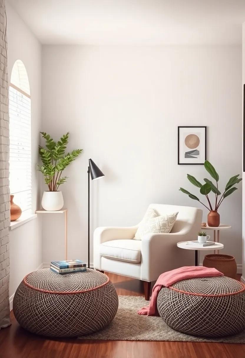 Create a Cozy Reading Nook: Add a soft white armchair and a side table in one corner for a chic spot to unwind with a good book