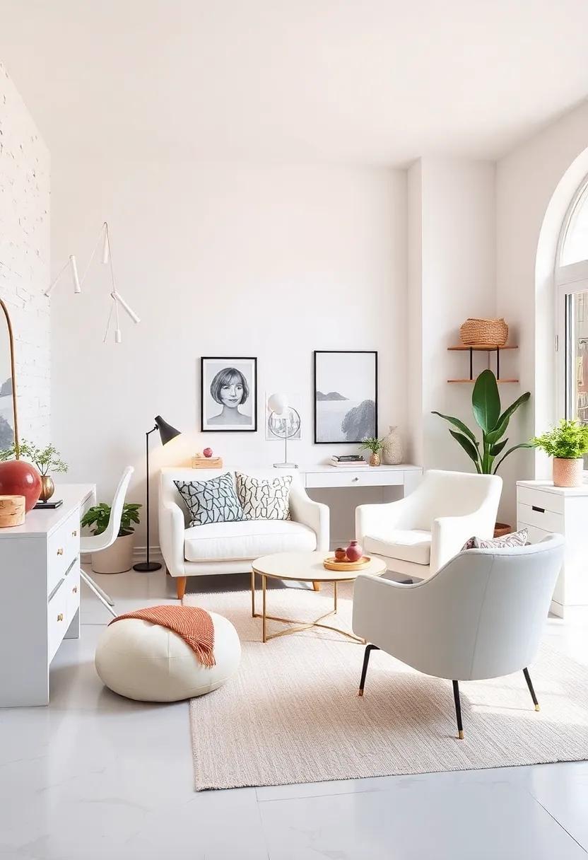 Statement Furniture: Select one or two standout pieces,like a chic white velvet chair or a stylish white desk,to act as focal points