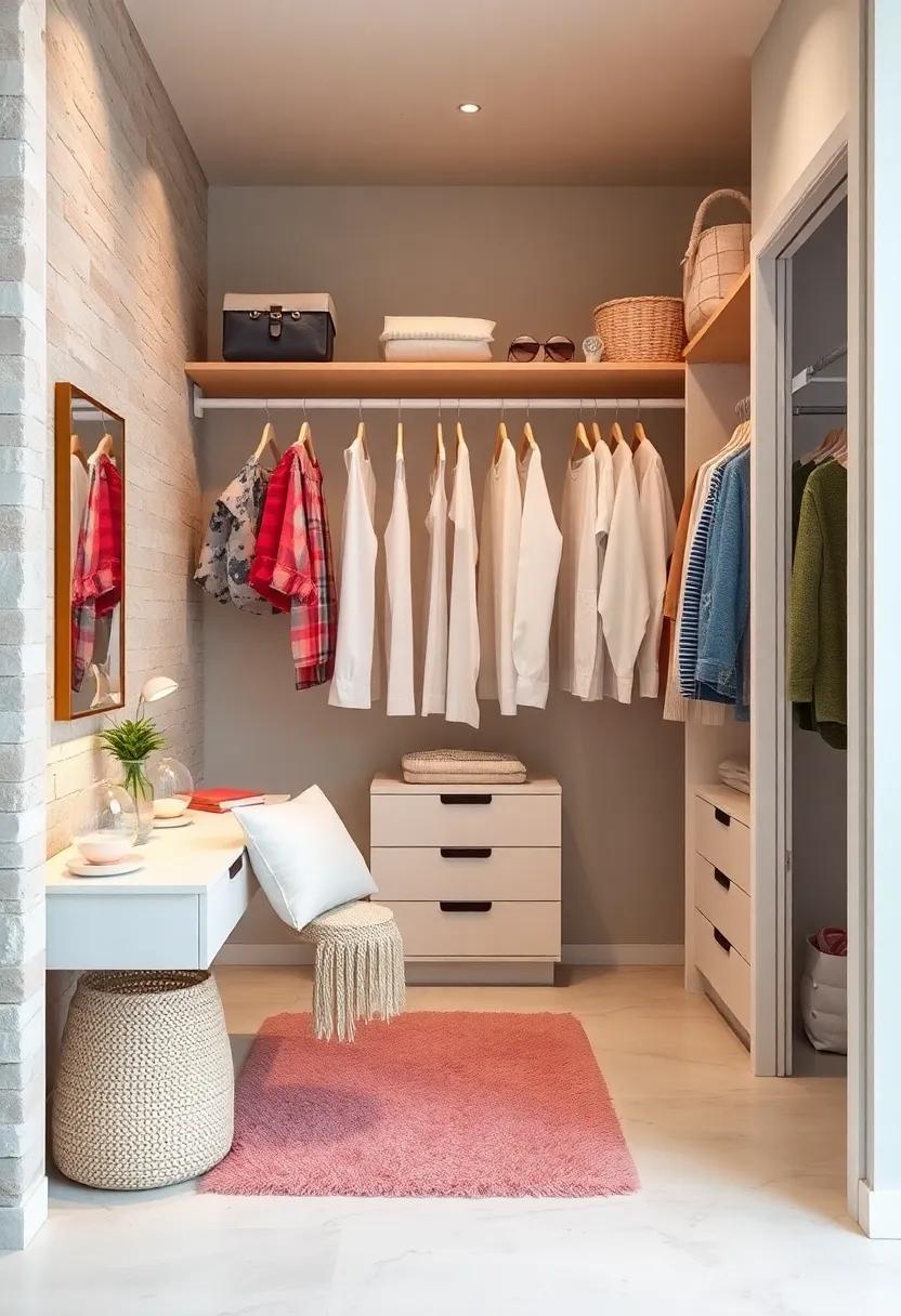 Transform the Closet: Refresh the closet space with white hangers and organizing racks to maintain a clean and chic look