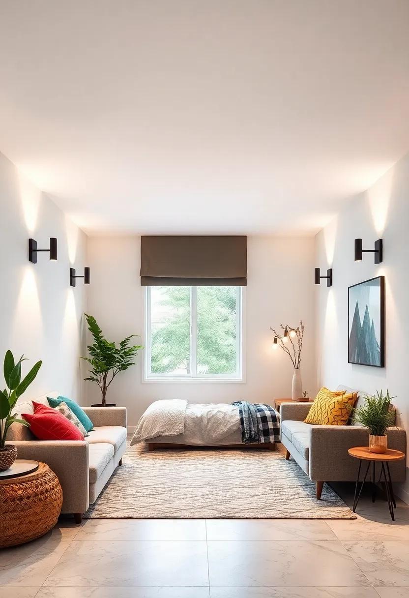 Wall-mounted Lighting: Install stylish, adjustable wall-mounted lamps to save space while adding a modern touch