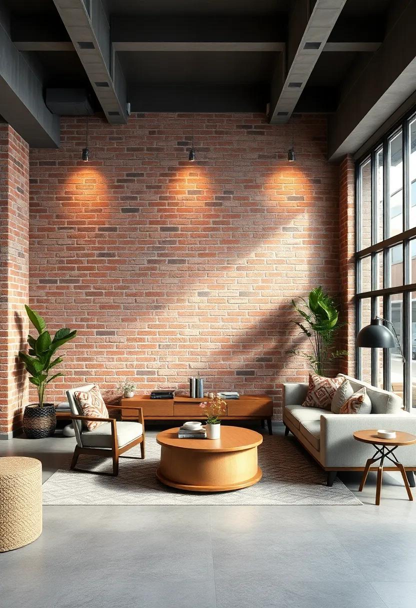 Brick Accents: Incorporate exposed brick walls for an urban look that balances rustic charm with modern decor, ideal for a cozy yet chic atmosphere