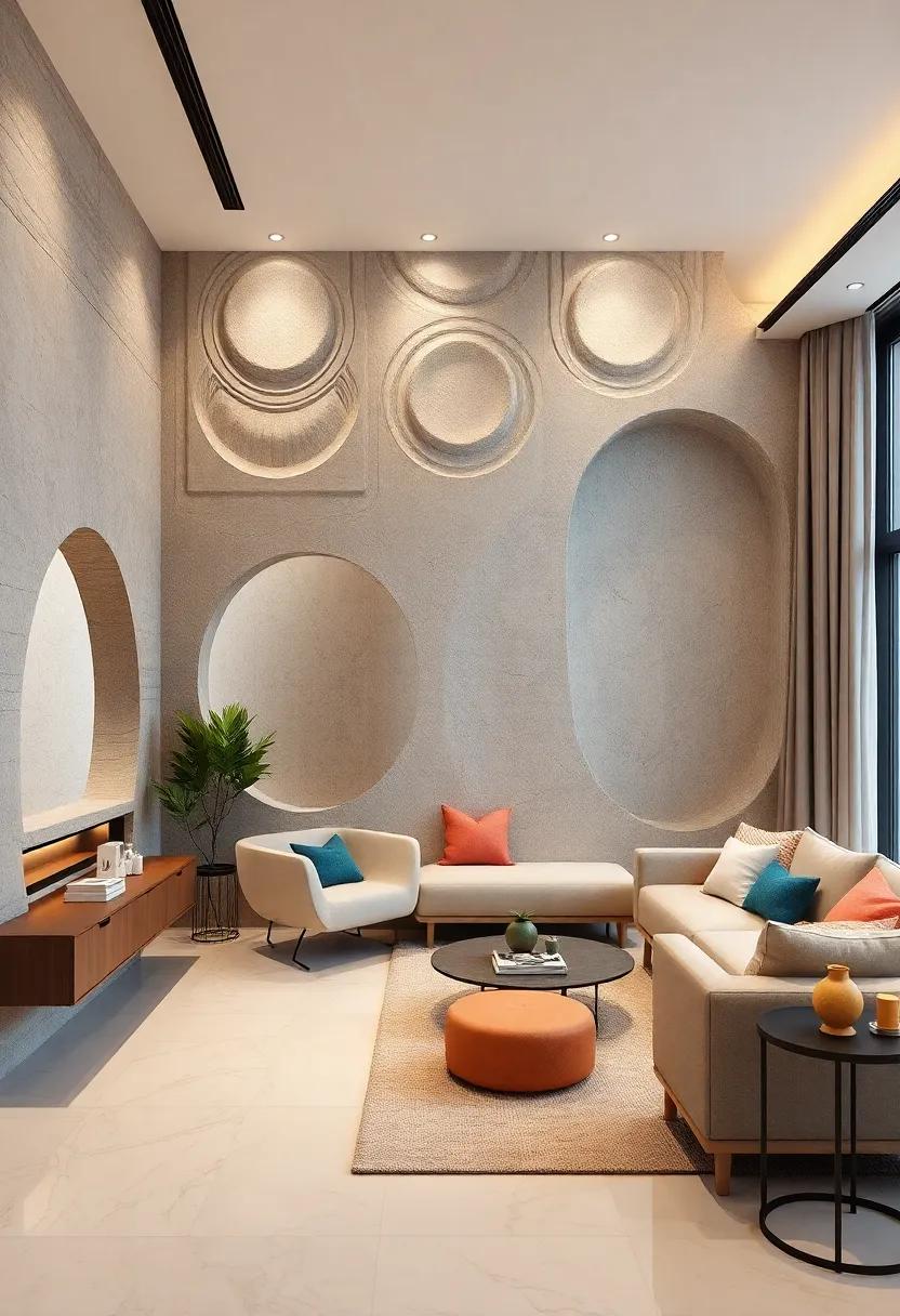 Sinuous Curvilinear Shapes: Feature walls with‌ curvilinear⁣ shapes or cutouts for a contemporary and dynamic design that breaks the mold ⁣of traditional wall treatments