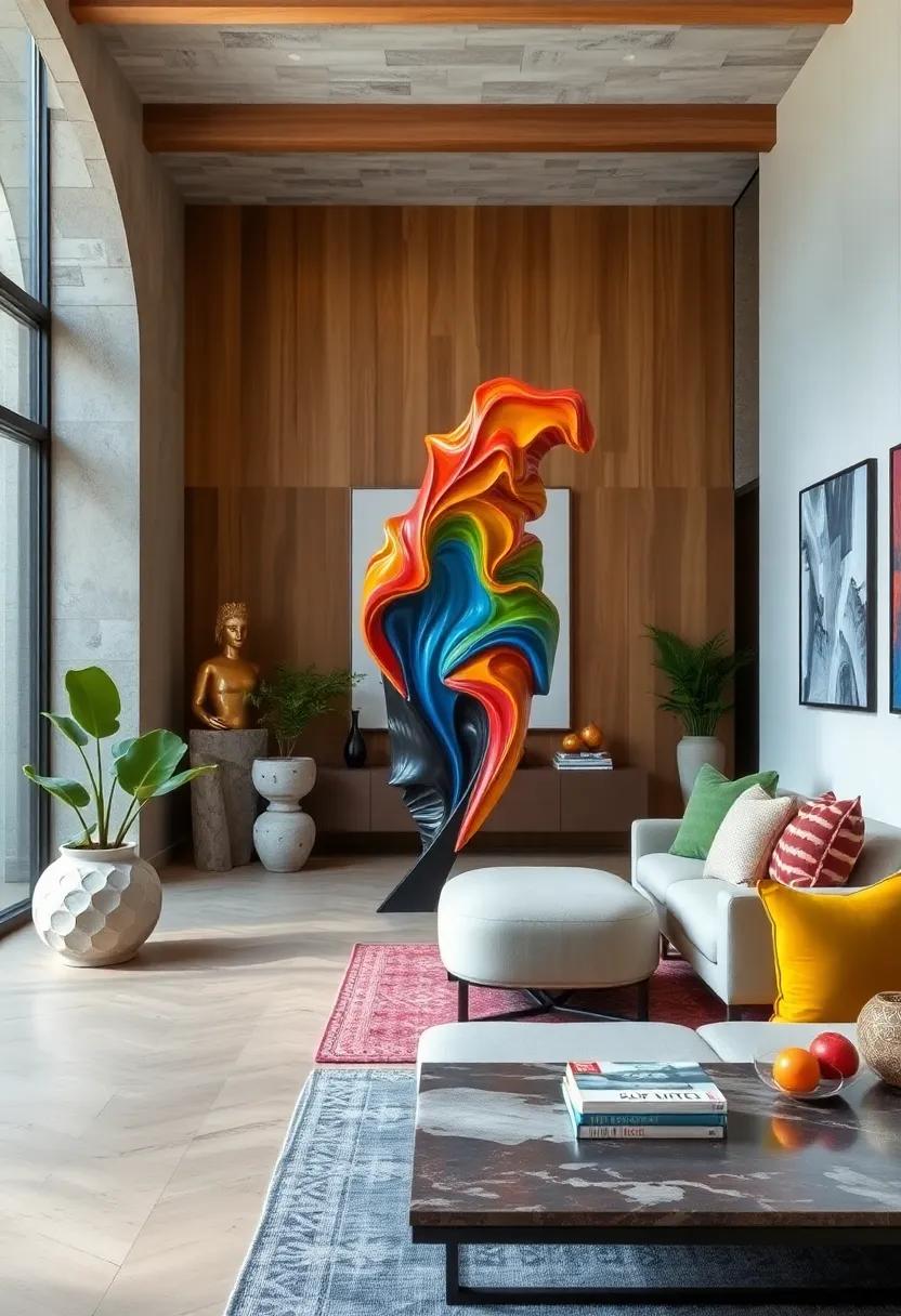 The Vibrant Fluid ⁤Dynamics Sculpture - An abstract piece ​that mimics the movement of water, it brings a‍ serene energy to both indoor and ‌outdoor environments