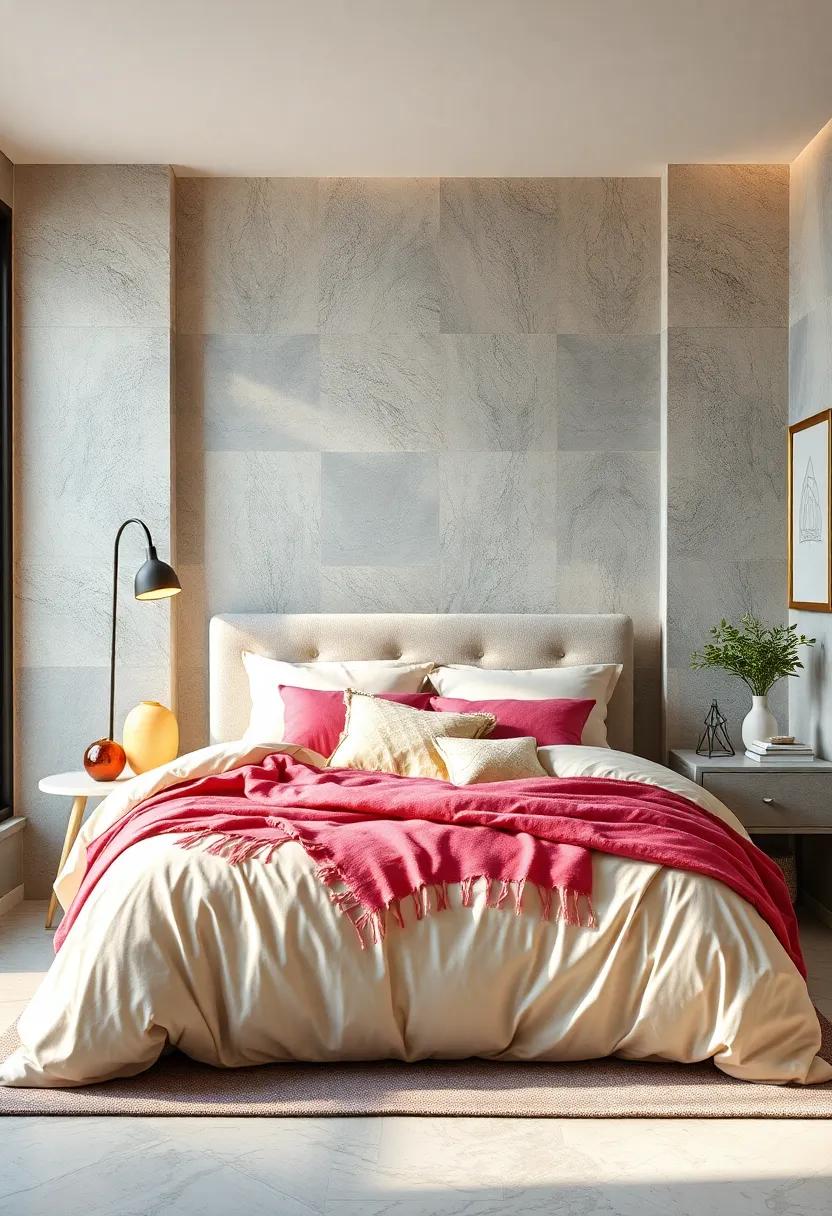 Chic Bedding: Invest in beautiful bedding ​that complements the⁣ room’s‌ color scheme, adding‍ layers ​of texture ​and comfort⁤ for a restful night's ⁢sleep