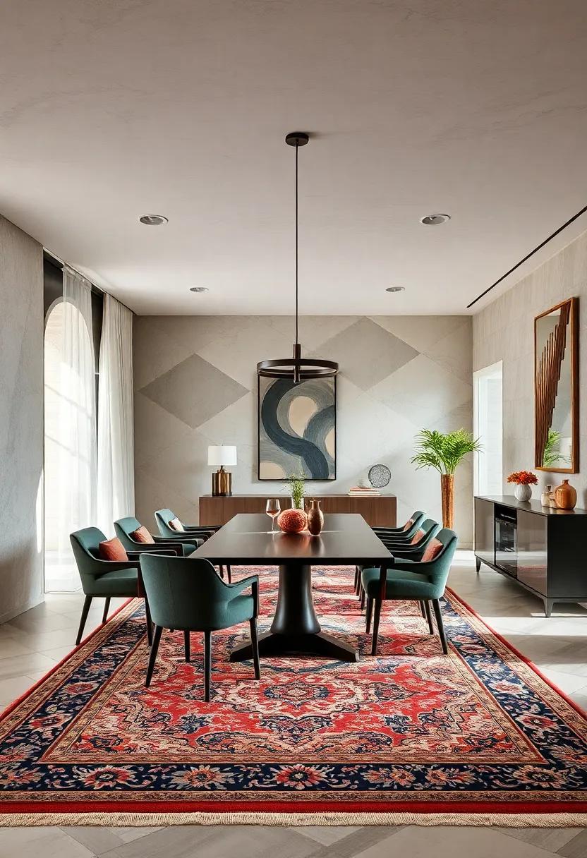 Nain Refinement: Elevate your dining experience with a Nain rug, known for its intricate Persian knots and subdued colors that provide a touch of serenity and grace