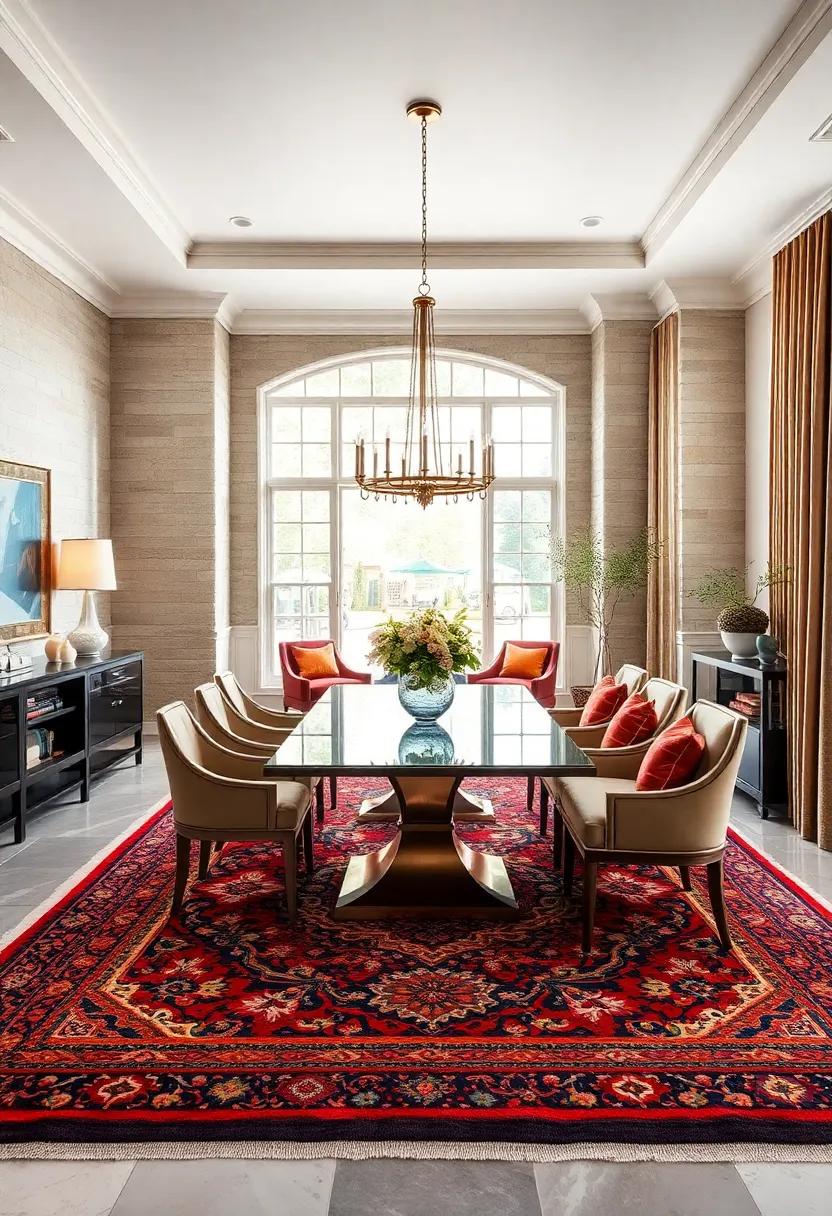 Kashan Charm: Experience the opulence of the Kashan rug, characterized by its lush wool fibers and elegant medallion designs, perfect for making a statement in any refined dining room