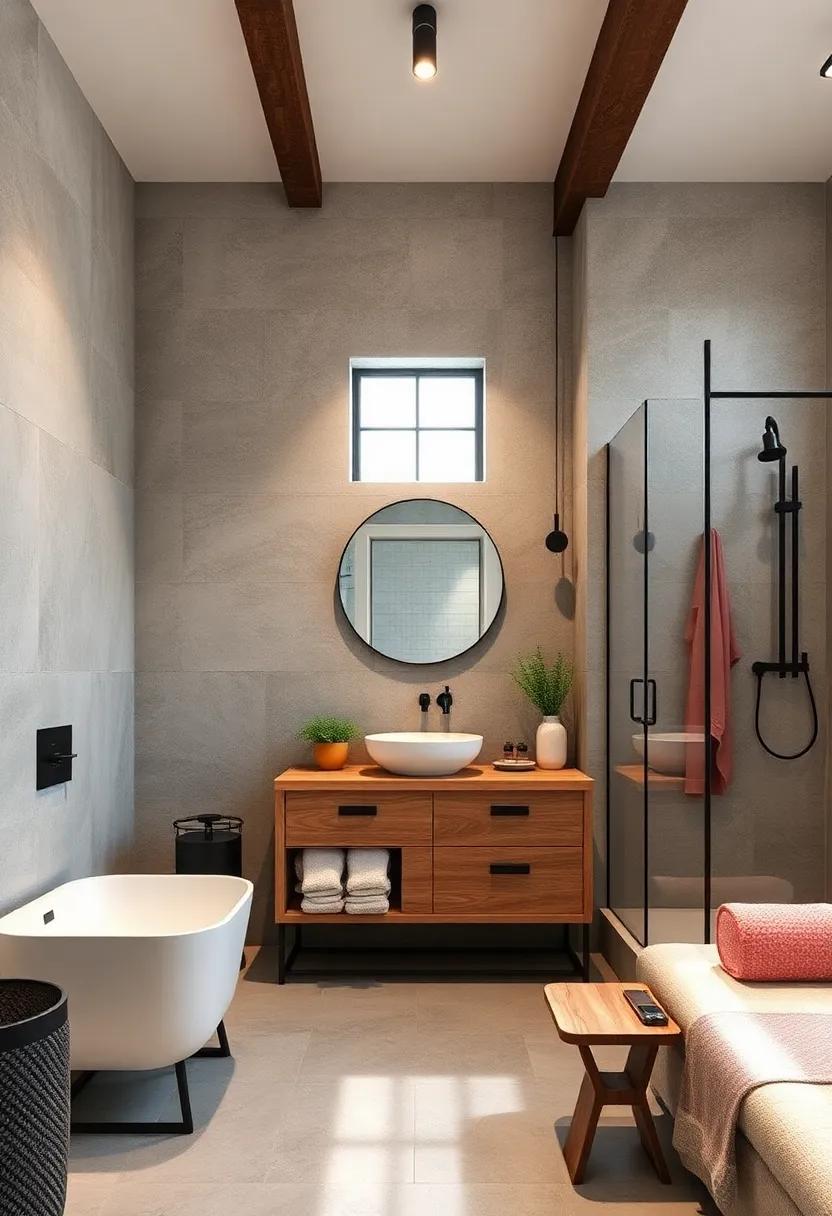 Mix and match industrial textures like metal and wood in your ⁣bathroom decor for a layered, dynamic look