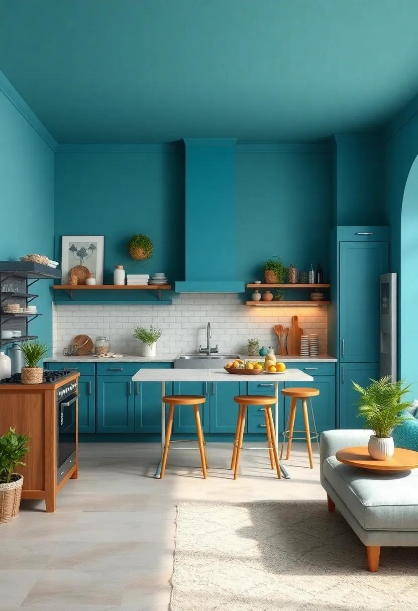 Aqua Blue: Inspire creativity with a refreshing aqua hue that evokes the calming essence of water, making your kitchen feel breezy