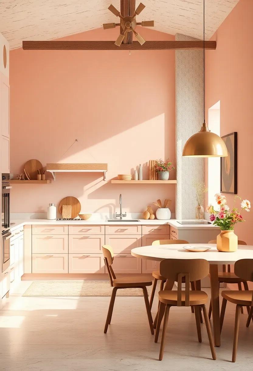 Creamy peach: A soft, feminine touch that adds a warm glow, making your kitchen feel inviting while remaining stylish
