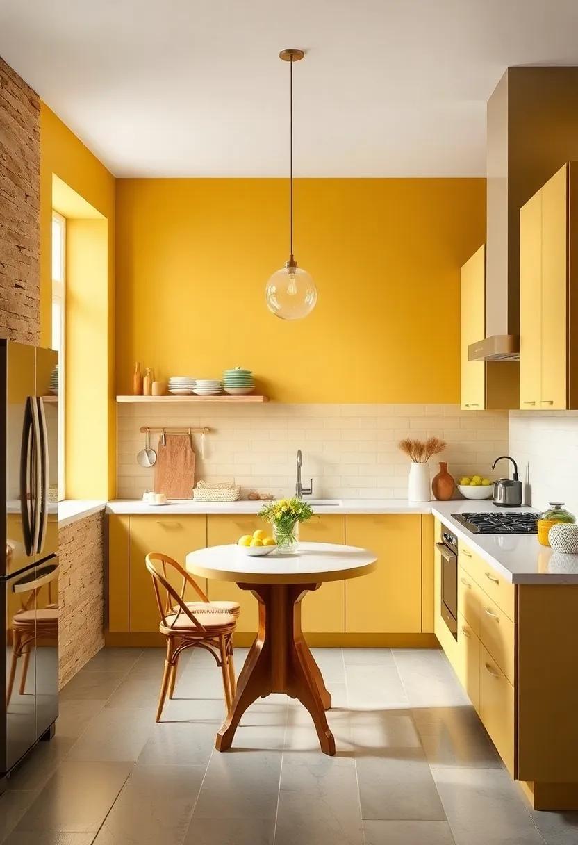 Mustard Yellow: Bold yet cozy, mustard yellow infuses personality and warmth, creating an energizing kitchen space